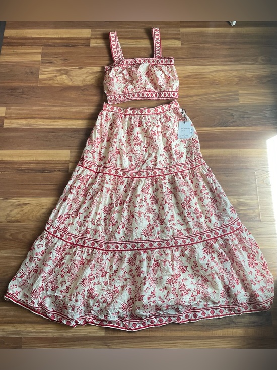 Jopna Dresses & Skirts - Red Floral Maxi Skirt - Two-Piece Set